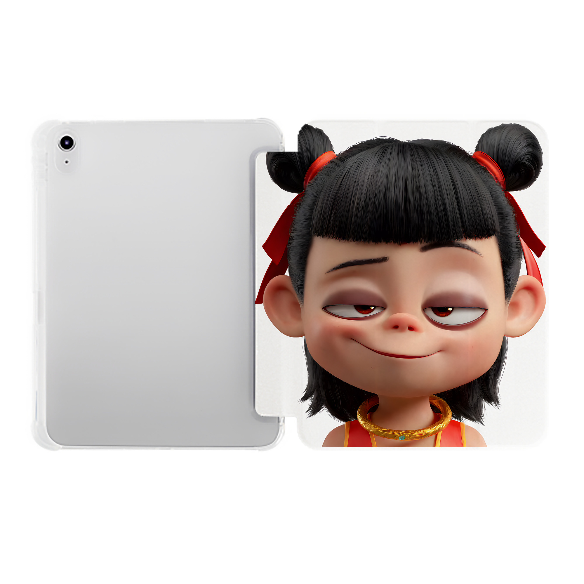 （画像用） Ne Zha 2 ナタ 魔童の大暴れ IPad ケース ペン収納付き 三つ折りスタンド PUレザー×シリコン 対応機種9.5/10.5/10.9インチ